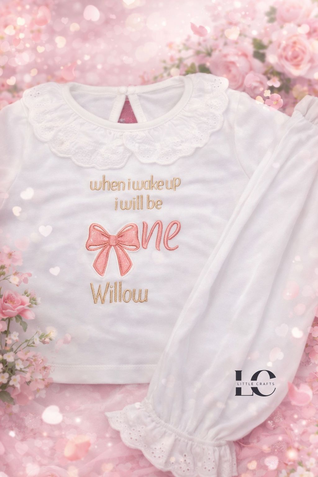 Embroidered Frilled Pyjamas